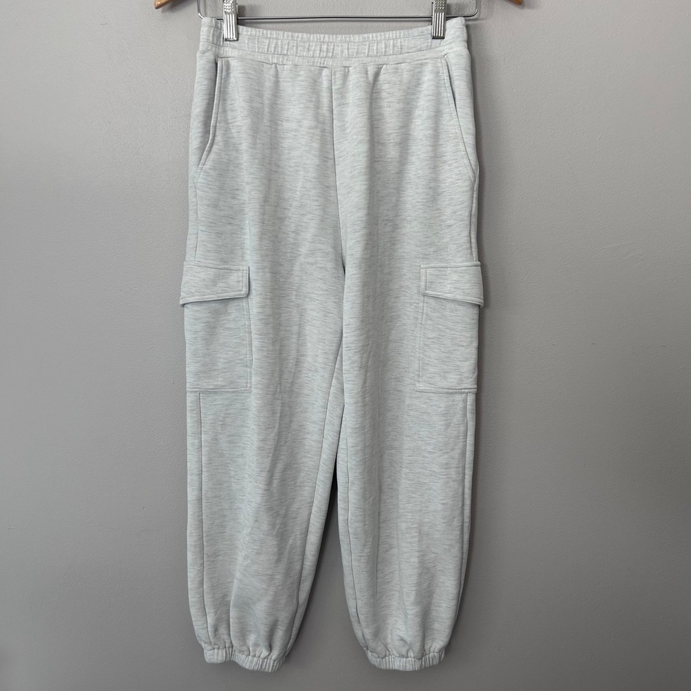 Varley Clarice Pants Womens Small Silver Marl DoubleSoft Cargo Joggers Lounge